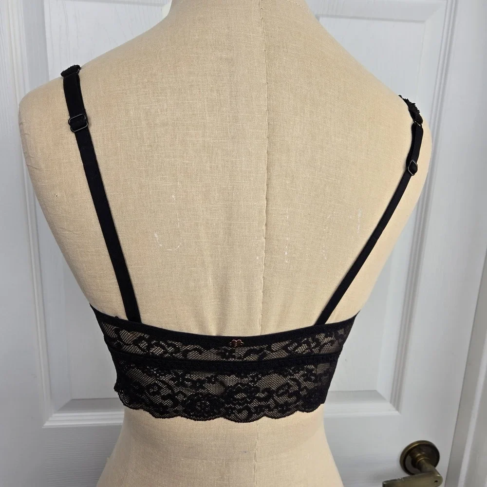 Victoria's Secret‎ PInk Rhinestone Embellished Ruched Lace Bralette Bra  Size S